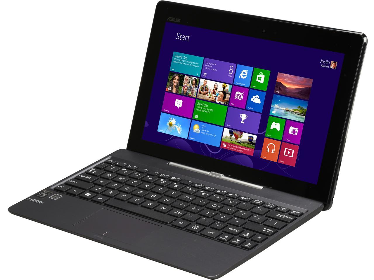 Asus Transformer Book T100TAF 10.1" 2-in-1 Tablet with Dock, Quad Core Intel Atom Bay Trail Z3735F 1.33 GHz (1.83 GHz Burst), 2 GB Memory, 32 GB Storage, Windows 8.1, Certified Refurbished