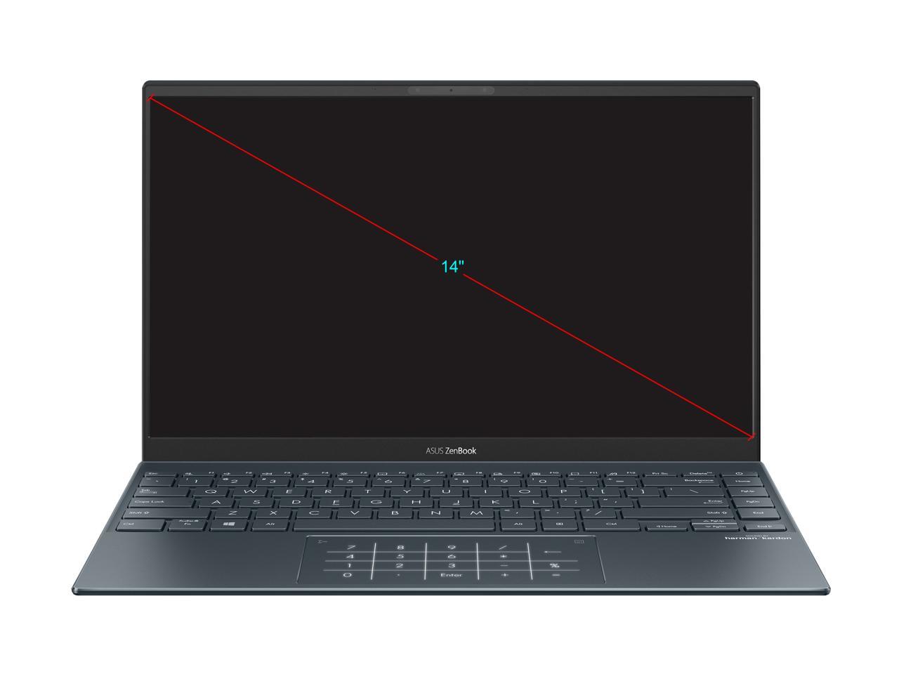 ASUS ZenBook 14 Ultra-Slim Laptop 14" Full HD NanoEdge Bezel Display, AMD Ryzen 7 4700U CPU, 16 GB RAM, 1 TB PCIe SSD, NumberPad, Windows 10 Pro, Pine Grey, UM425IA-NH74 - Only at Newegg