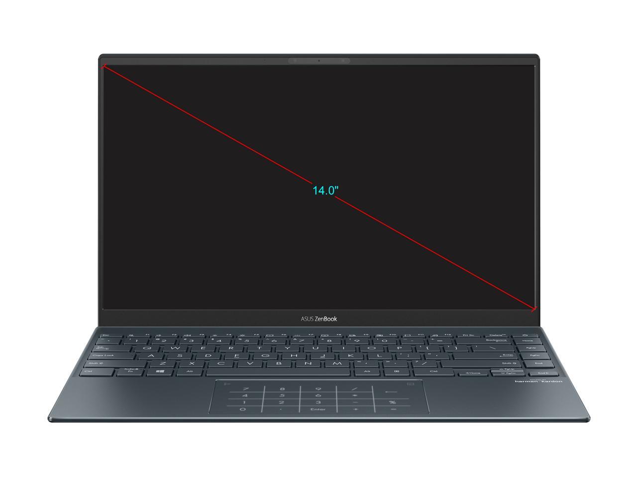 ASUS ZenBook 14 Ultra-Slim Laptop 14" Full HD NanoEdge Bezel Display, Intel Core i5-1035G1, 8 GB RAM, 512 GB PCIe SSD, NumberPad, Thunderbolt 3, Windows 10 Home, Pine Grey, UX425JA-EB51