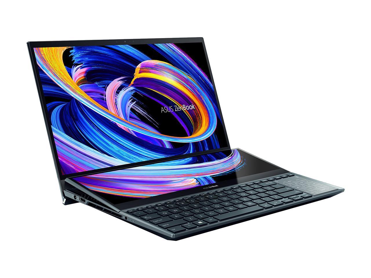 ASUS Laptop Zenbook Pro Duo Intel Core i7 10th Gen 10870H (2.20 GHz) 16 GB Memory 1 TB PCIe SSD NVIDIA GeForce RTX 3070 Laptop GPU 15.6" 4K/UHD Touchscreen Windows 10 Pro 64-bit UX582LR-XS74T