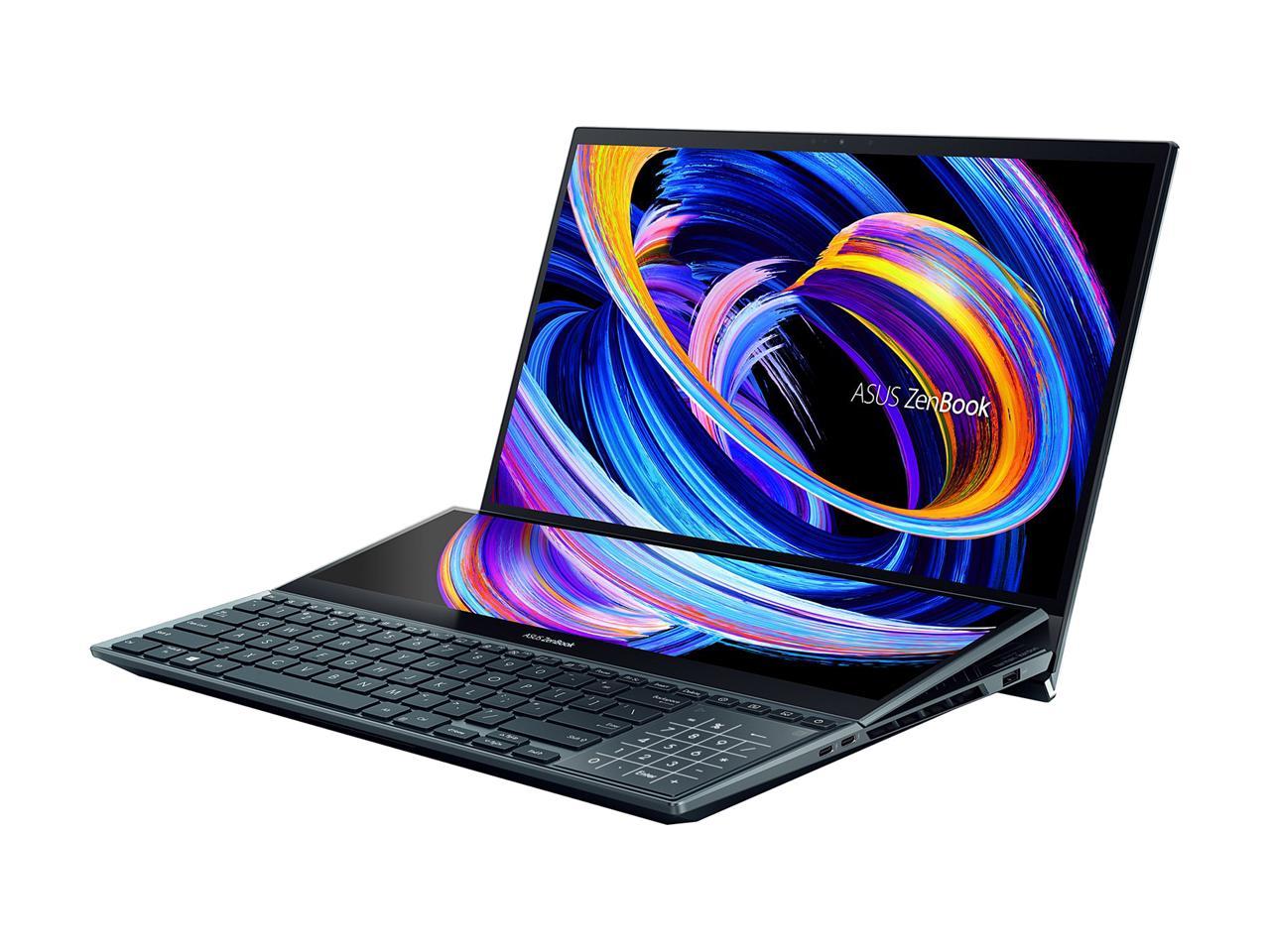 ASUS Laptop Zenbook Pro Duo Intel Core i7 10th Gen 10870H (2.20 GHz) 16 GB Memory 1 TB PCIe SSD NVIDIA GeForce RTX 3070 Laptop GPU 15.6" 4K/UHD Touchscreen Windows 10 Pro 64-bit UX582LR-XS74T