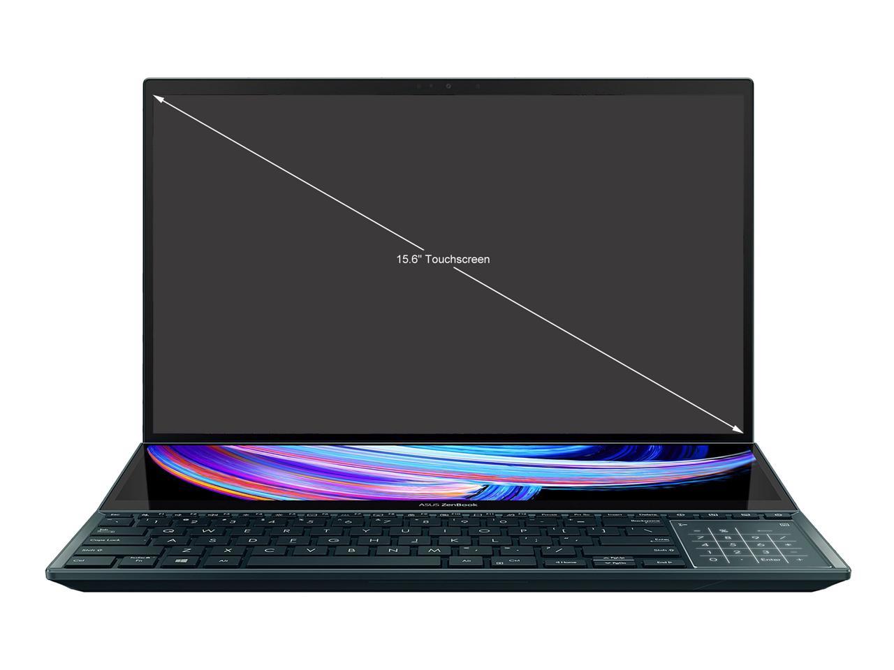 ASUS Laptop Zenbook Pro Duo Intel Core i7 10th Gen 10870H (2.20 GHz) 16 GB Memory 1 TB PCIe SSD NVIDIA GeForce RTX 3070 Laptop GPU 15.6" 4K/UHD Touchscreen Windows 10 Pro 64-bit UX582LR-XS74T