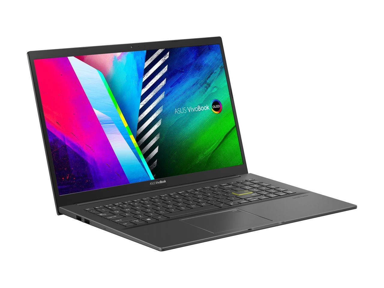 ASUS VivoBook 15 OLED K513 Laptop, 15.6" OLED Display, Intel i7-1165G7 CPU, NVIDIA GeForce MX350 GPU, 8GB RAM, 512GB PCIe SSD, Fingerprint Reader, Windows 10 Home, Indie Black, K513EQ-NB74