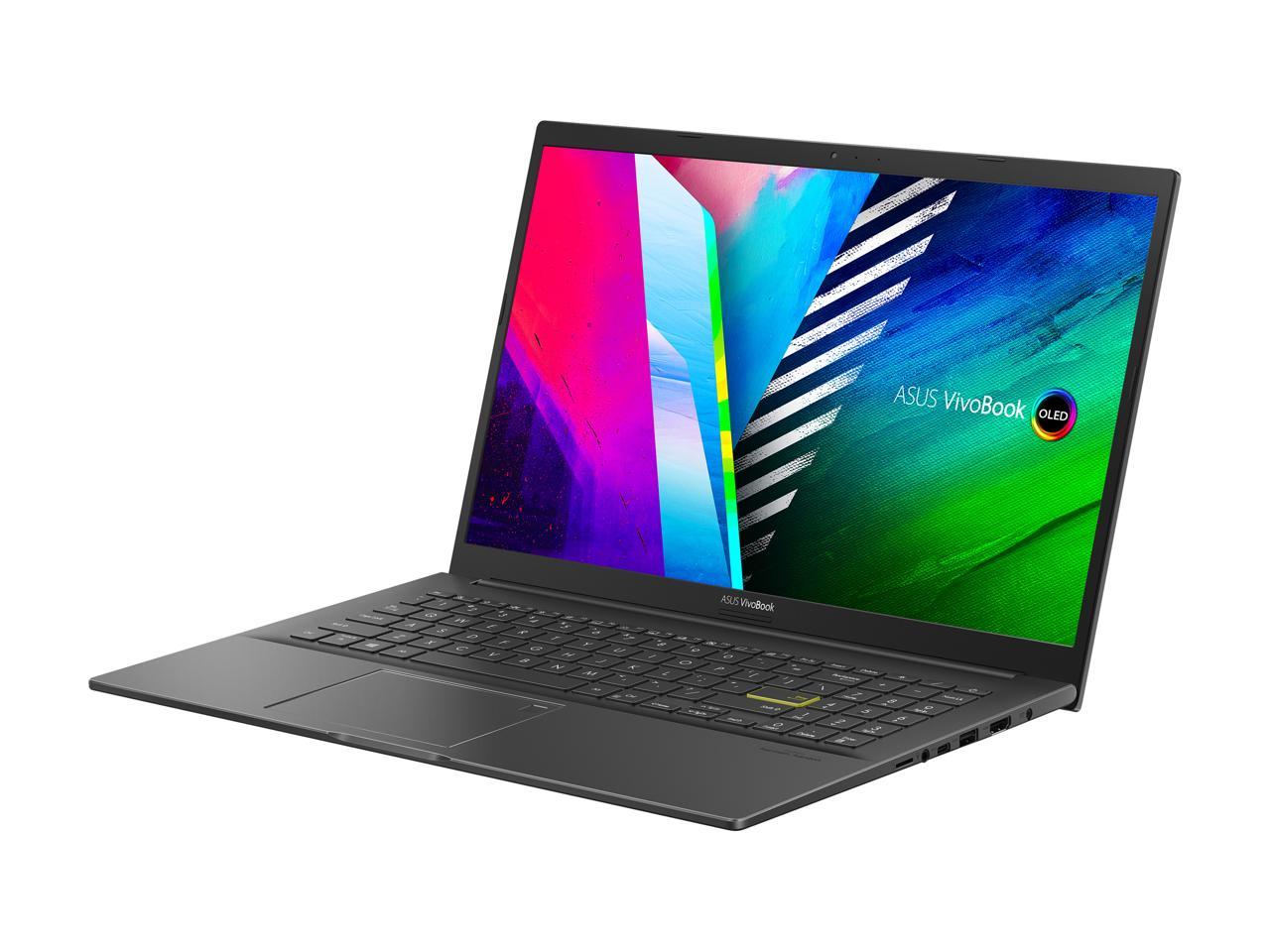 ASUS VivoBook 15 OLED K513 Laptop, 15.6" OLED Display, Intel i7-1165G7 CPU, NVIDIA GeForce MX350 GPU, 8GB RAM, 512GB PCIe SSD, Fingerprint Reader, Windows 10 Home, Indie Black, K513EQ-NB74