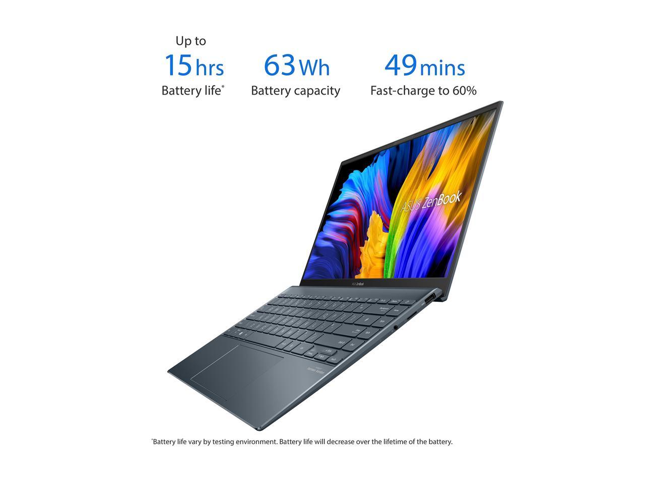 ASUS ZenBook 14 Ultra-Slim Laptop 14" FHD Display, AMD Ryzen 7 5800H CPU, AMD Radeon Graphics, 16GB RAM, 1TB PCIe SSD, NumberPad, Windows 11 Pro, Pine Grey, UM425QA-EH74