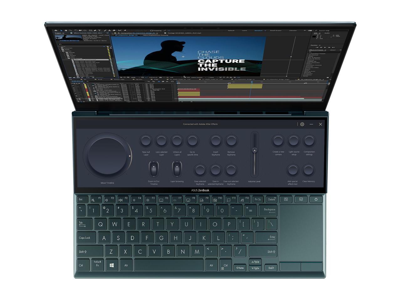 ASUS ZenBook Duo 14 UX482 14" FHD NanoEdge Touch Display, Core i7-1195G7, GeForce MX450, 16GB RAM, 1TB SSD, Innovative ScreenPad Plus, Windows 11 Pro, Celestial Blue, UX482EGR-XB74T