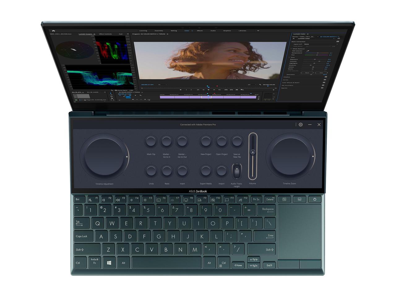 ASUS ZenBook Duo 14 UX482 14" FHD NanoEdge Touch Display, Core i7-1195G7, GeForce MX450, 16GB RAM, 1TB SSD, Innovative ScreenPad Plus, Windows 11 Pro, Celestial Blue, UX482EGR-XB74T