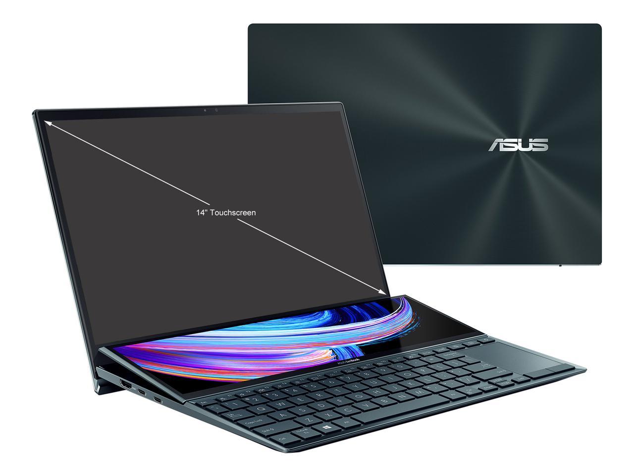 ASUS ZenBook Duo 14 UX482 14" FHD NanoEdge Touch Display, Core i7-1195G7, GeForce MX450, 16GB RAM, 1TB SSD, Innovative ScreenPad Plus, Windows 11 Pro, Celestial Blue, UX482EGR-XB74T