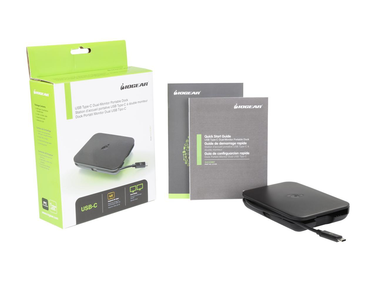 IOGEAR Black GUC3CMST USB-C Dual DisplayPort Monitor Portable Dock