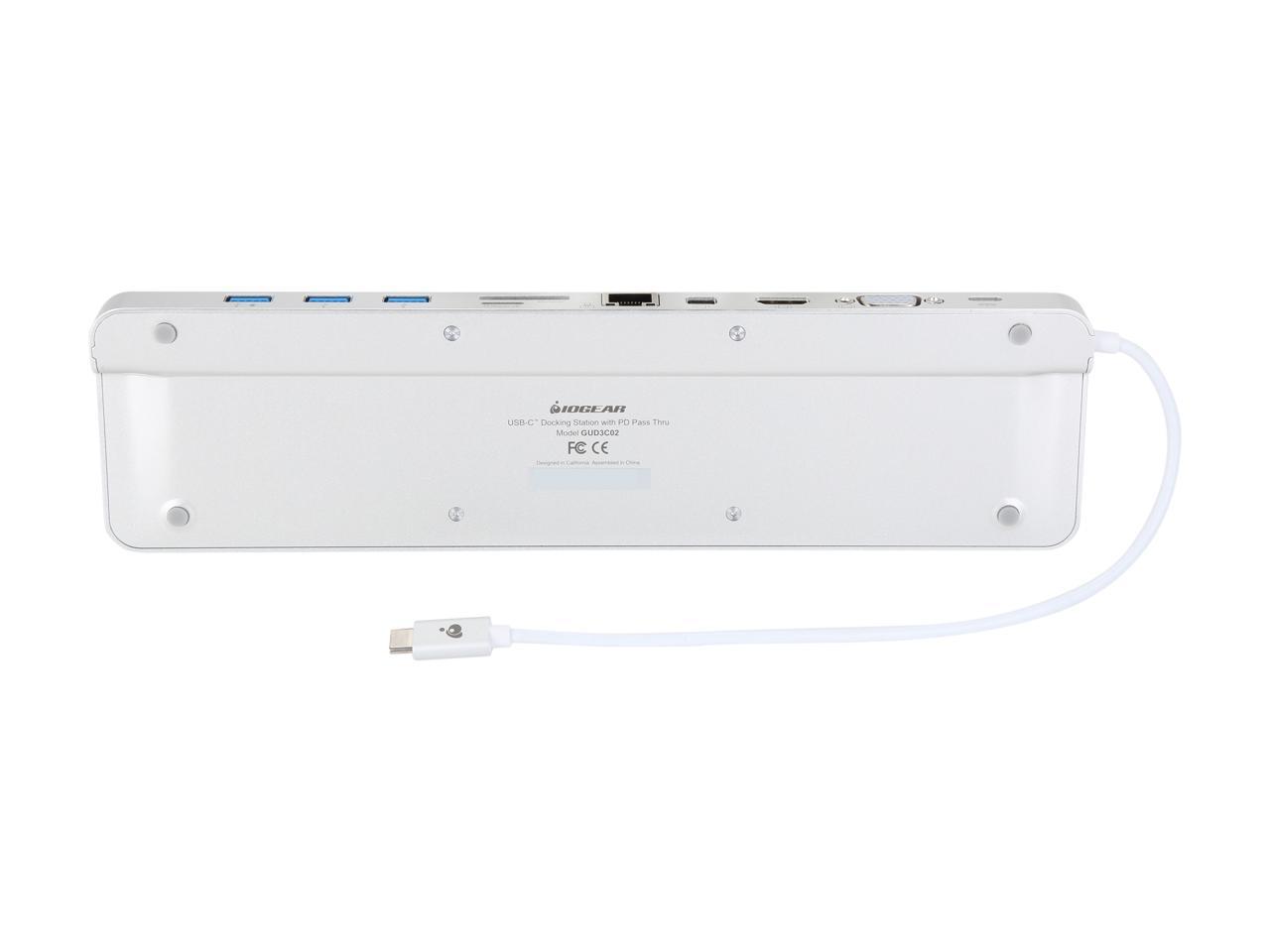 IOGEAR Silver GUD3C32 USB-C Docking Station with 60W Power Delivery