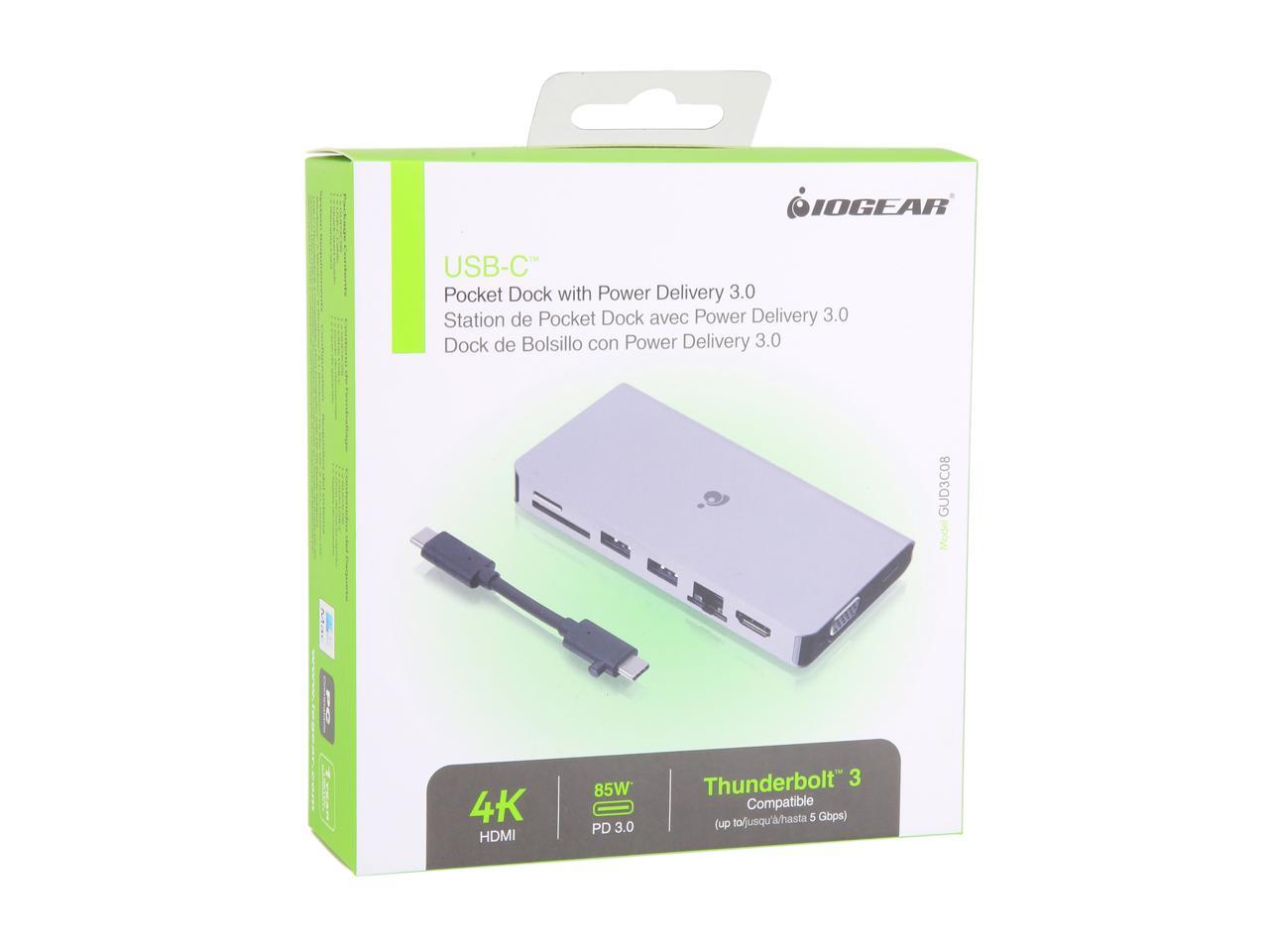 IOGEAR GUD3C08 USB-C Pocket Dock with Power Delivery 3.0
