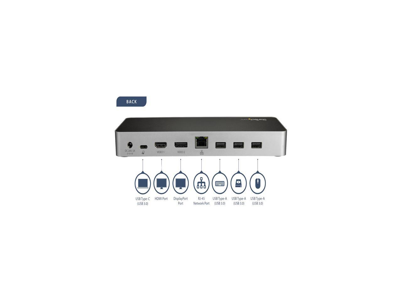 StarTech.com DK30CHDDPPD Dual Monitor USB C Dock / 60W Power Delivery / 4K DP / HDMI / Mac & Windows / Laptop Docking Station / USB C Docking Station