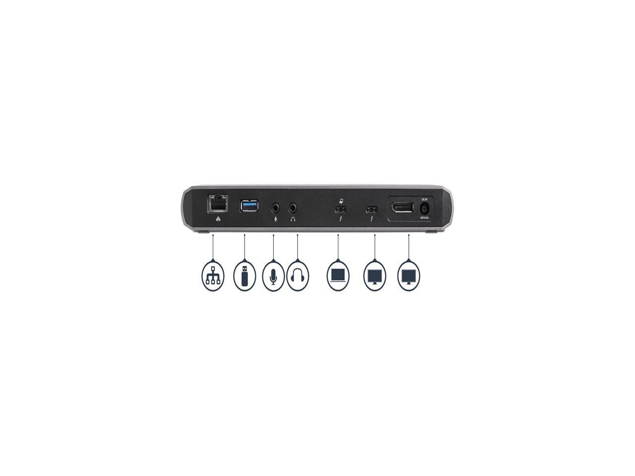 StarTech.com TB3DK2DPPD Dual 4K Monitor Thunderbolt 3 Dock with DisplayPort - 85 W Power Delivery + Charging - Mac & Windows (TB3DK2DisplayPortPD)