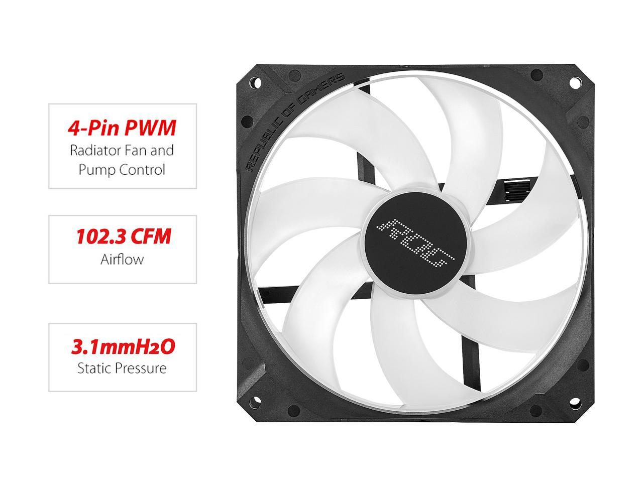 ASUS ROG Strix LC II 280 ARGB all-in-one liquid CPU cooler(AIO) with Aura Sync, AMD AM4/TR4, and Intel LGA 1150/1151/1155/1156/1200/2066 support, dual ROG 140 mm addressable RGB radiator fans