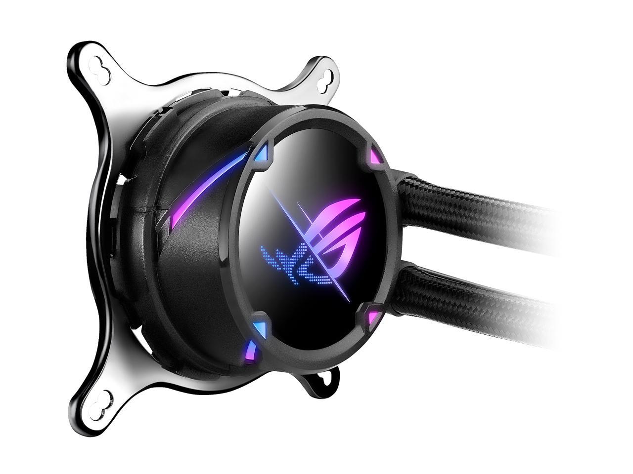 ASUS ROG Strix LC II 280 ARGB all-in-one liquid CPU cooler(AIO) with Aura Sync, AMD AM4/TR4, and Intel LGA 1150/1151/1155/1156/1200/2066 support, dual ROG 140 mm addressable RGB radiator fans