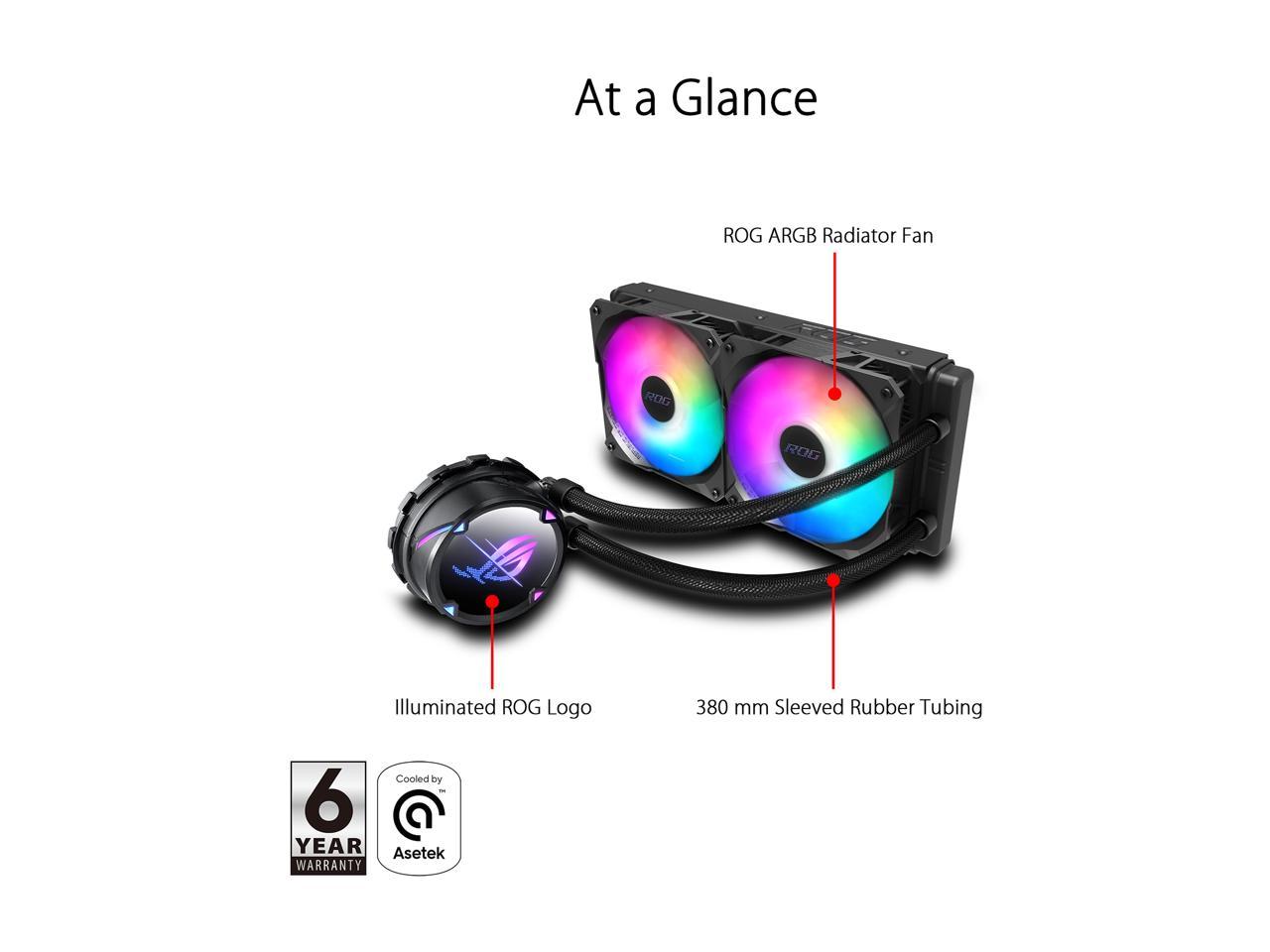 ASUS ROG Strix LC II 240 ARGB All-in-one AIO Liquid CPU Cooler 240mm Radiator, Intel LGA1700, 115x/2066 and AMD AM4/TR4 Support, 2x 120mm 4-pin PWM Addressable RGB Radiator Fans