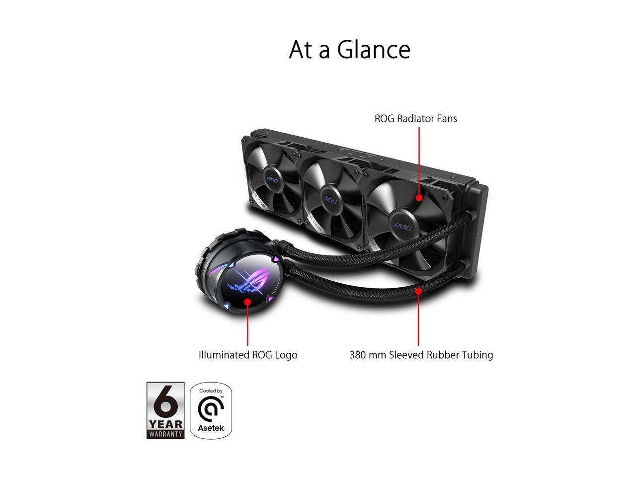 ASUS ROG Strix LC II 360 All-in-one AIO Liquid CPU Cooler 360mm Radiator, Intel LGA1700, 115x/2066 and AMD AM4/TR4 Support,Triple 120mm 4-pin PWM Fans