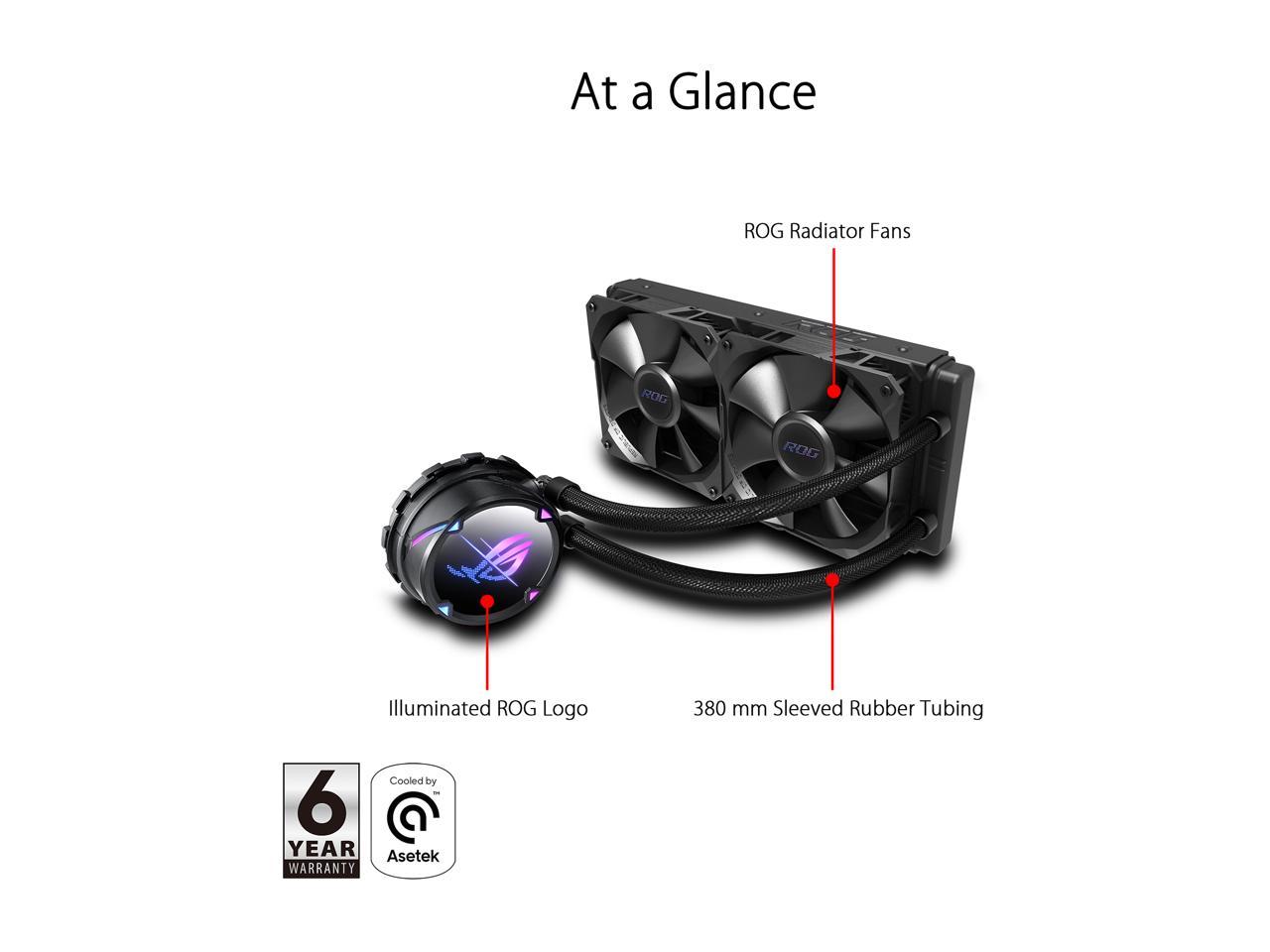 ASUS ROG Strix LC II 240 All-in-one AIO Liquid CPU Cooler 240mm Radiator, Intel LGA1700, 115x/2066 and AMD AM4/TR4 Support, 2x120mm 4-pin PWM Fans