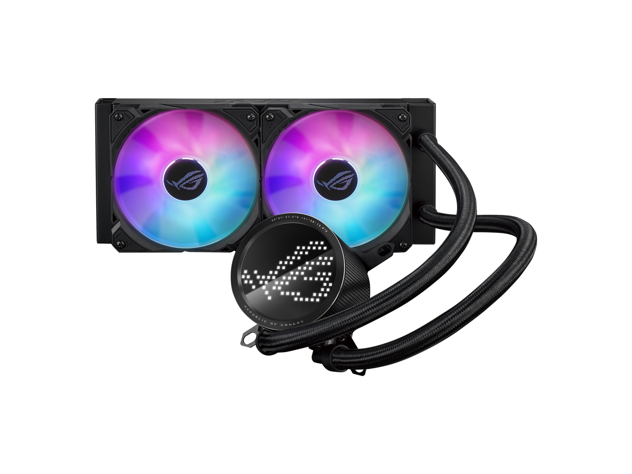 ASUS ROG RYUO III 240 ARGB All-in-one AIO Liquid CPU Cooler 240mm Radiator, Asetek 8th gen pump solution, Anime Matrix™ LED Display and ROG AF 12S ARGB fan