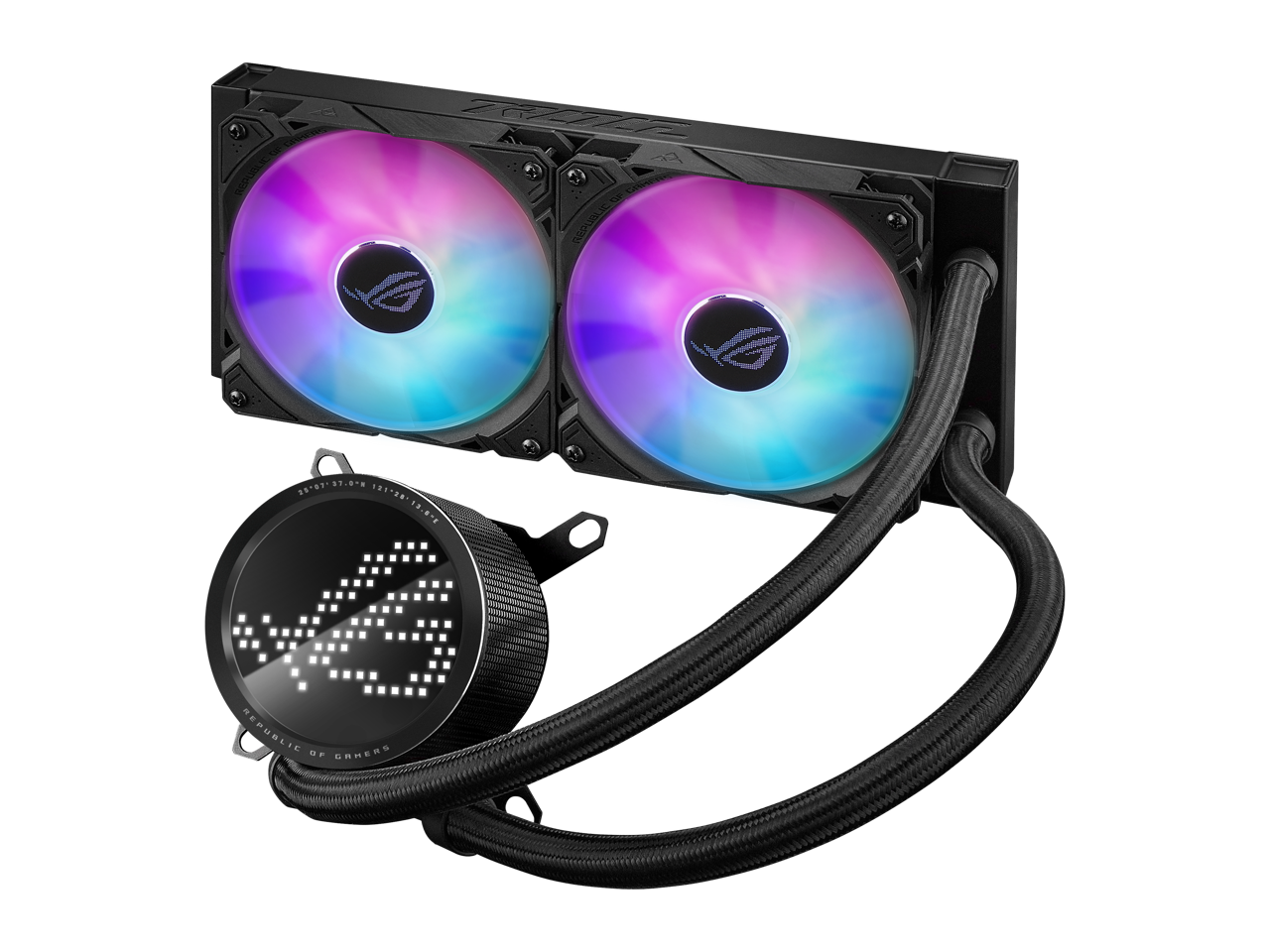 ASUS ROG RYUO III 240 ARGB All-in-one AIO Liquid CPU Cooler 240mm Radiator, Asetek 8th gen pump solution, Anime Matrix™ LED Display and ROG AF 12S ARGB fan