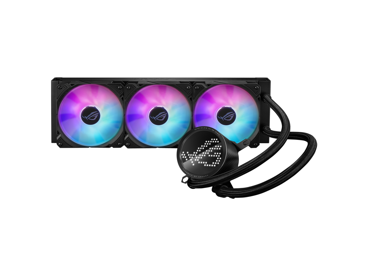 ASUS ROG RYUO III 360 ARGB All-in-one AIO Liquid CPU Cooler 360mm Radiator, Asetek 8th gen pump solution, Anime Matrix™ LED Display and ROG AF 12S ARGB fan