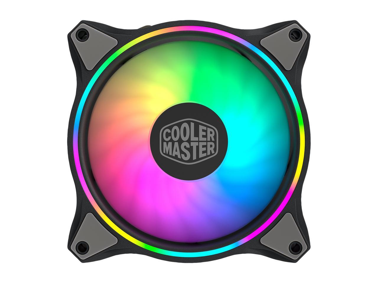Cooler Master MasterFan MF120 Halo Duo-Ring Addressable RGB Lighting 120mm 3 Pack w/ 24 Independently-Controlled LEDS, Absorbing Rubber Pads, PWM Static Pressure for Computer Case & Liquid Radiator