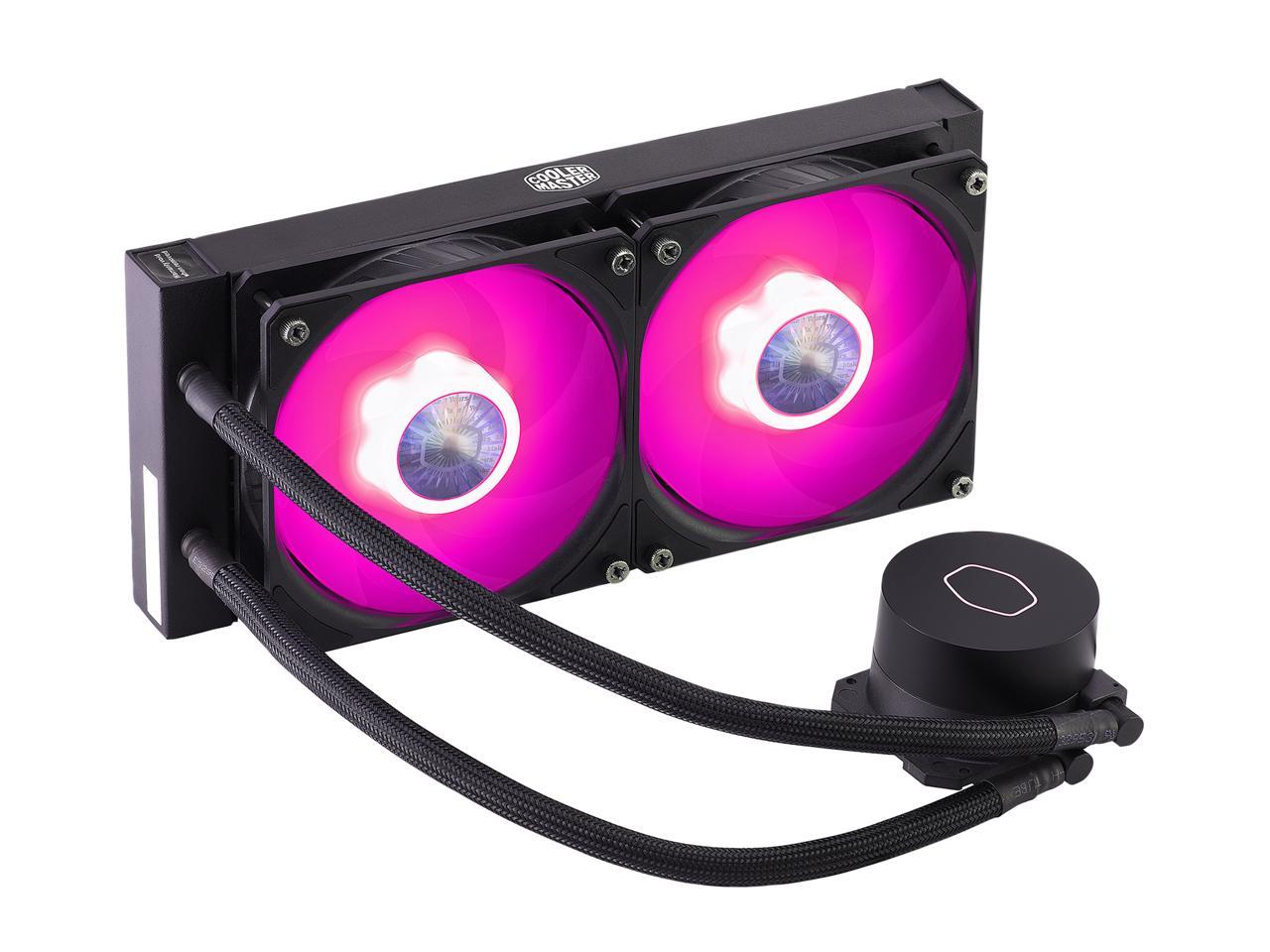 CoolerMaster MasterLiquid ML240L RGB V2, Close-Loop AIO CPU Liquid Cooler, 240 Radiator, Dual SickleFlow 120mm, RGB Lighting, 3rd Gen Dual Chamber Pump for AMD Ryzen/Intel LGA1200/1151