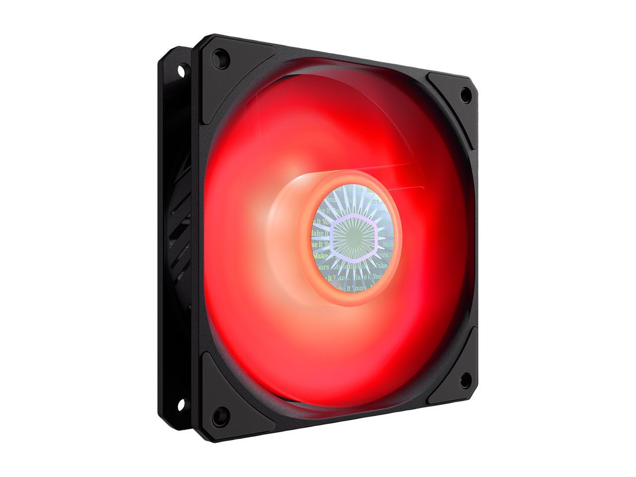 Cooler Master SickleFlow 120 V2 Red Led Square Frame Fan with Air Balance Curve Blade Design, Sealed Bearing, PWM Control for Computer Case & Liquid Radiator