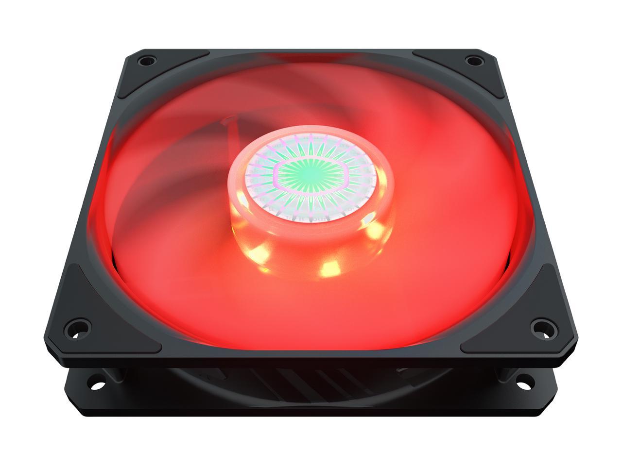 Cooler Master SickleFlow 120 V2 Red Led Square Frame Fan with Air Balance Curve Blade Design, Sealed Bearing, PWM Control for Computer Case & Liquid Radiator