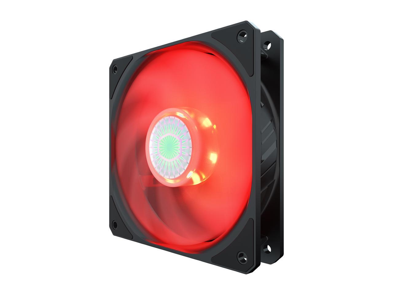 Cooler Master SickleFlow 120 V2 Red Led Square Frame Fan with Air Balance Curve Blade Design, Sealed Bearing, PWM Control for Computer Case & Liquid Radiator