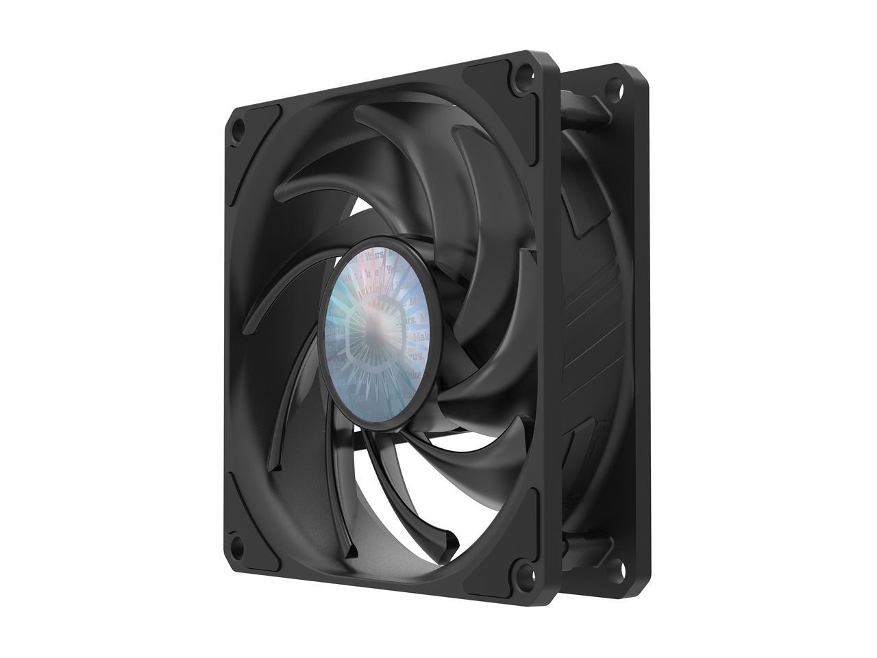 Cooler Master SickleFlow 92 All-Black Square Frame Fan with Air Balance Curve Blade Design, Sealed Bearing, PWM Control for Computer Case & Air Coolers