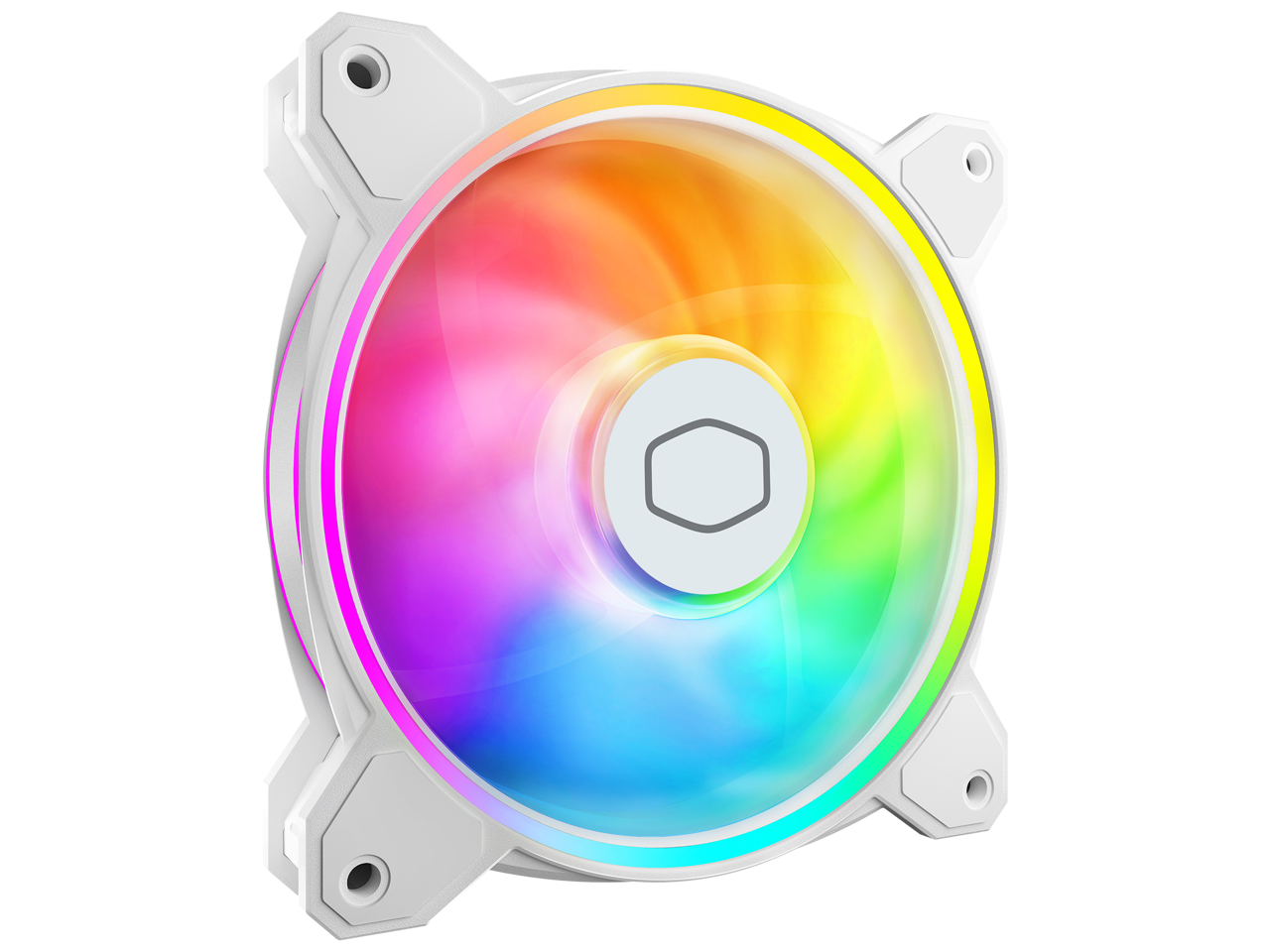 Cooler Master MasterFan MF120 Halo² White Fan, Duo-Ring ARGB Gen 2 LED Rings, 120mm 2050rpm Dynamic PWM, Enlarged Fan Blades, Hybrid Frame For PC Case, Liquid and Air Cooler (MFL-B2DW-21NP2-R2)