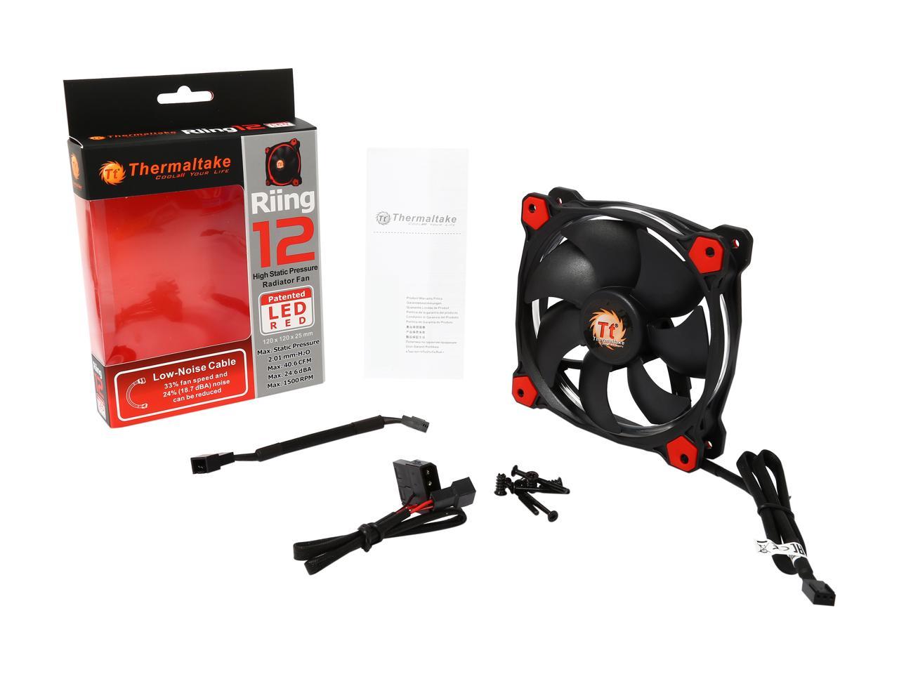 Thermaltake Riing 12 Series High Static Pressure 120mm Circular Red LED Ring Case/Radiator Fan CL-F038-PL12RE-A