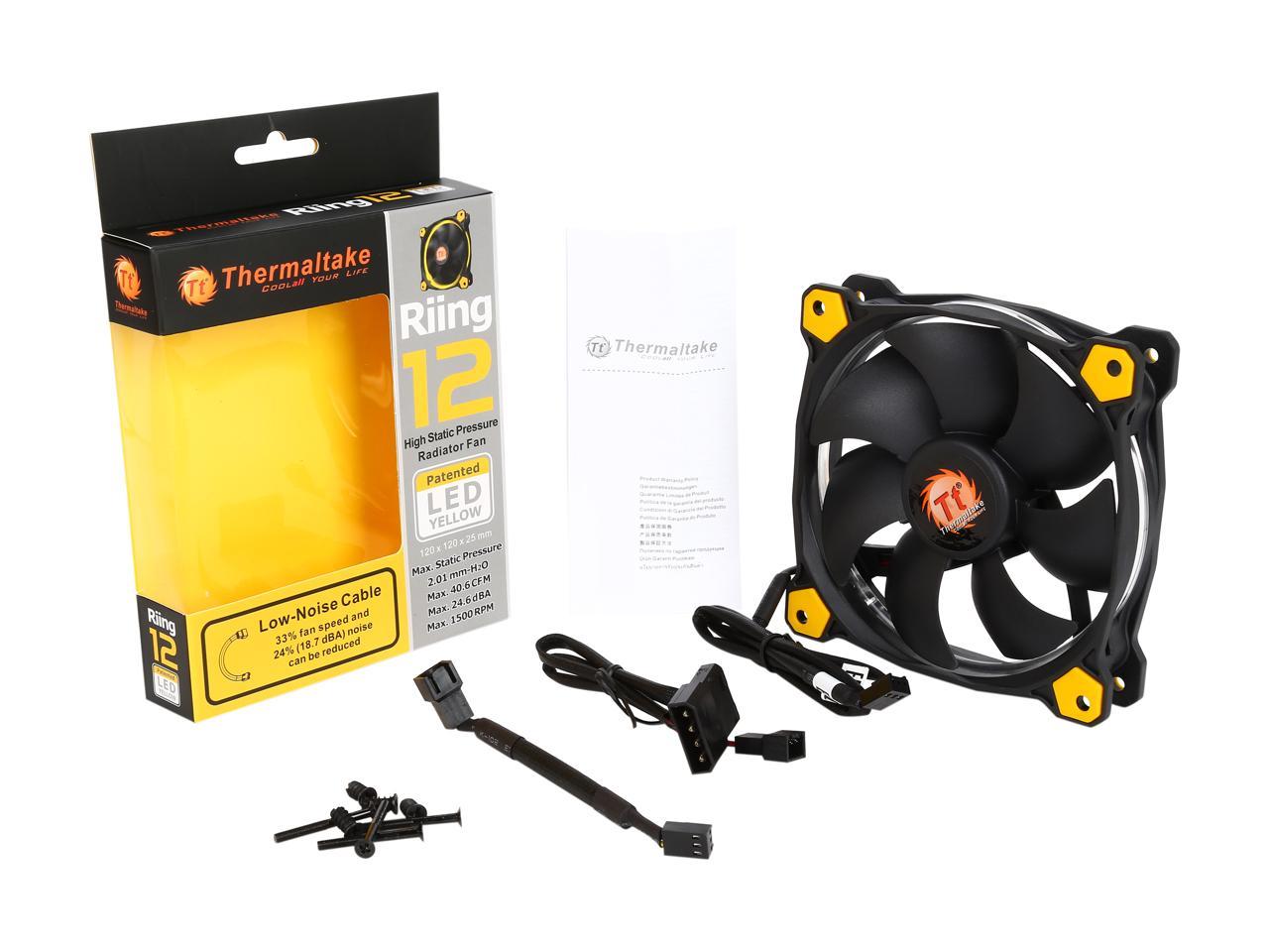 Thermaltake Riing 12 Series High Static Pressure 120mm Circular Yellow LED Ring Case/Radiator Fan CL-F038-PL12YL-A