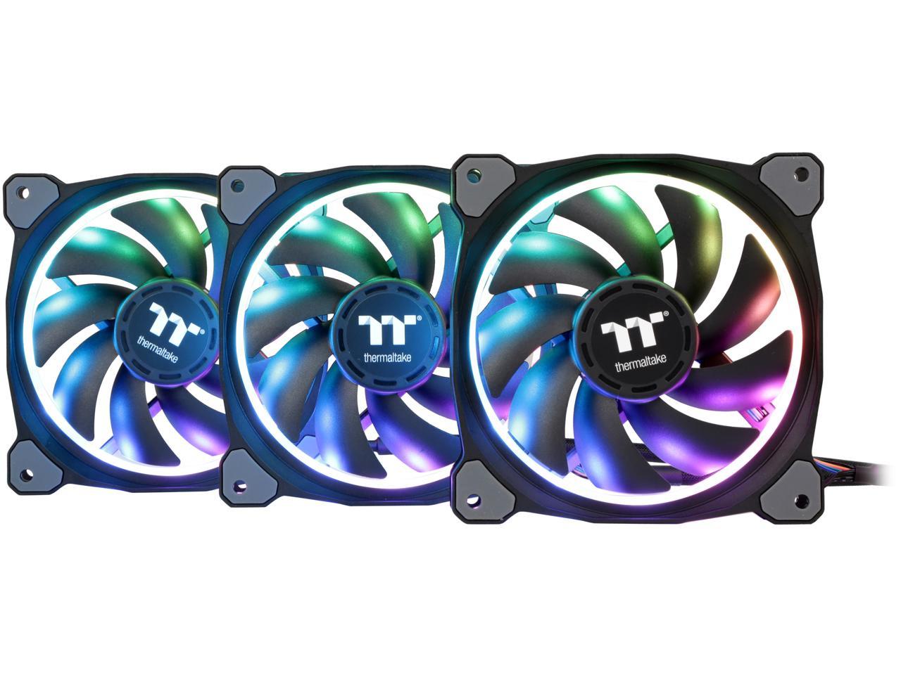 Thermaltake Riing Plus 12 RGB TT Premium Edition 120mm Software Enabled Circular 12 Controllable LED RGB Ring Case/Radiator Fan - Triple Pack - CL-F053-PL12SW-A