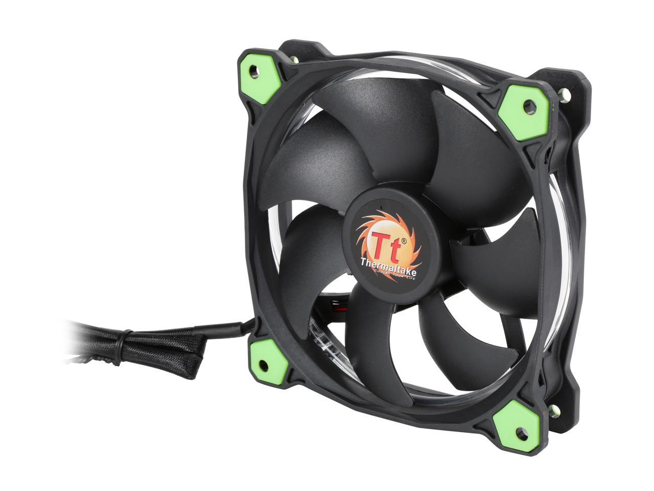 Thermaltake Riing 12 High Static Pressure 120mm Circular Ring LED Case/Radiator Fan with Anti-vibration Mounting System - Green - 3 PKS