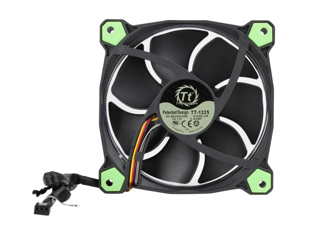 Thermaltake Riing 12 High Static Pressure 120mm Circular Ring LED Case/Radiator Fan with Anti-vibration Mounting System - Green - 3 PKS