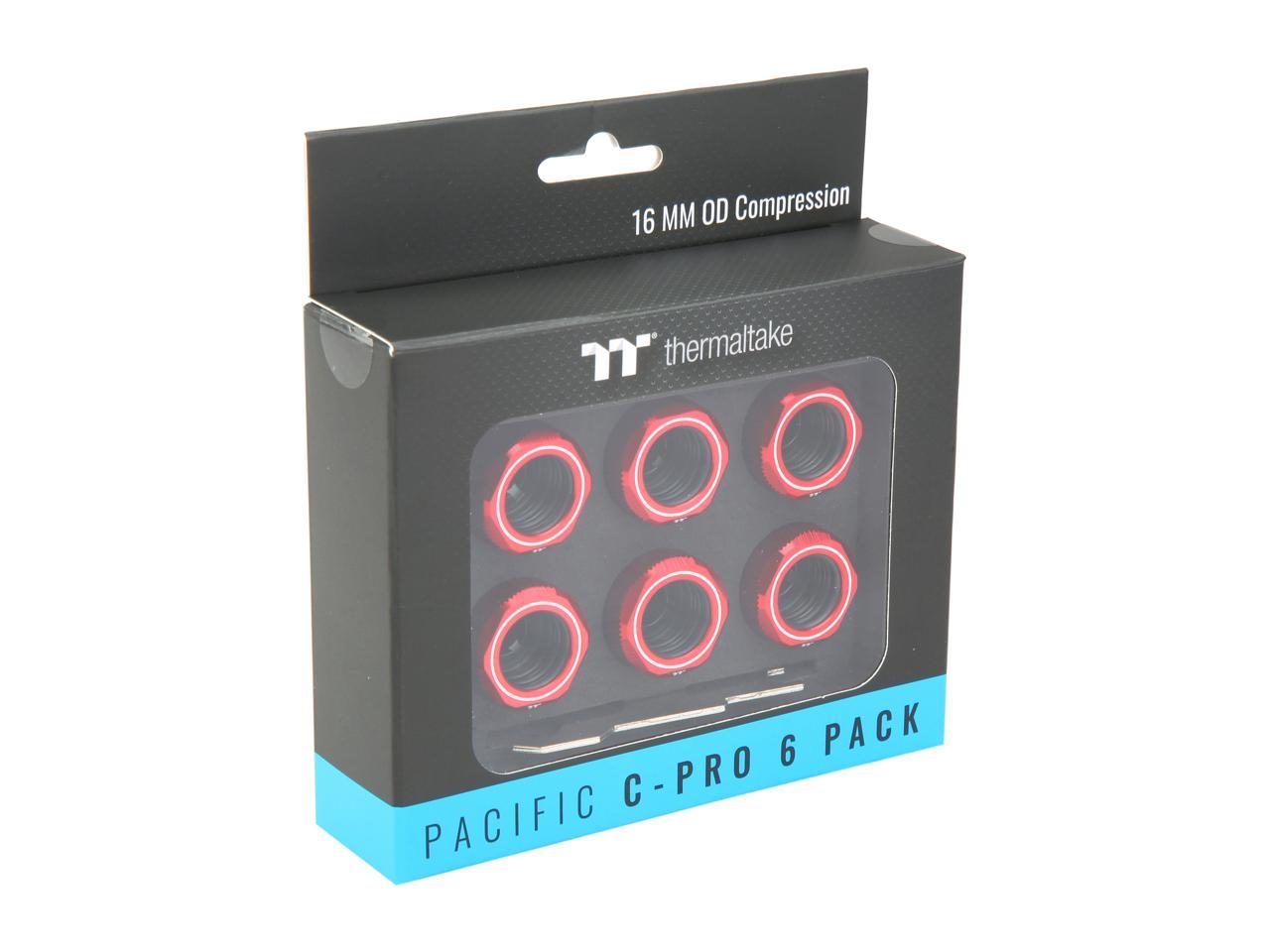 Thermaltake Pacific Red 4 Build-in O-Rings C-Pro G1/4 PETG 16mm OD Compression Fitting 6 Pack CL-W209-CU00RE-B