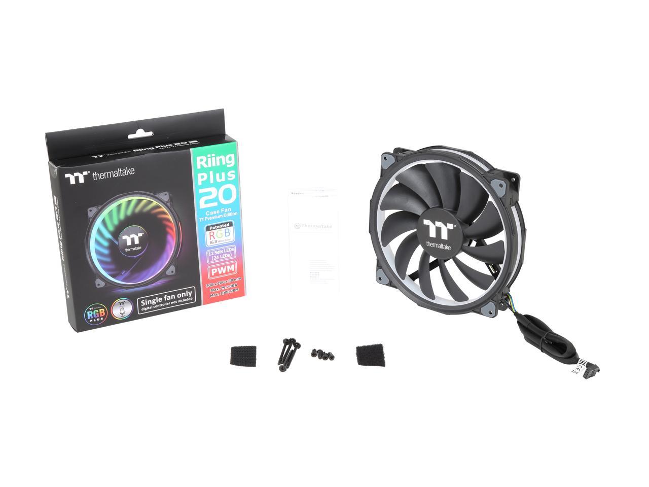 Thermaltake CL-F070-PL20SW-A Riing Plus 20 LED RGB Case Fan TT Premium Edition (Single Fan Pack w/o Controller)