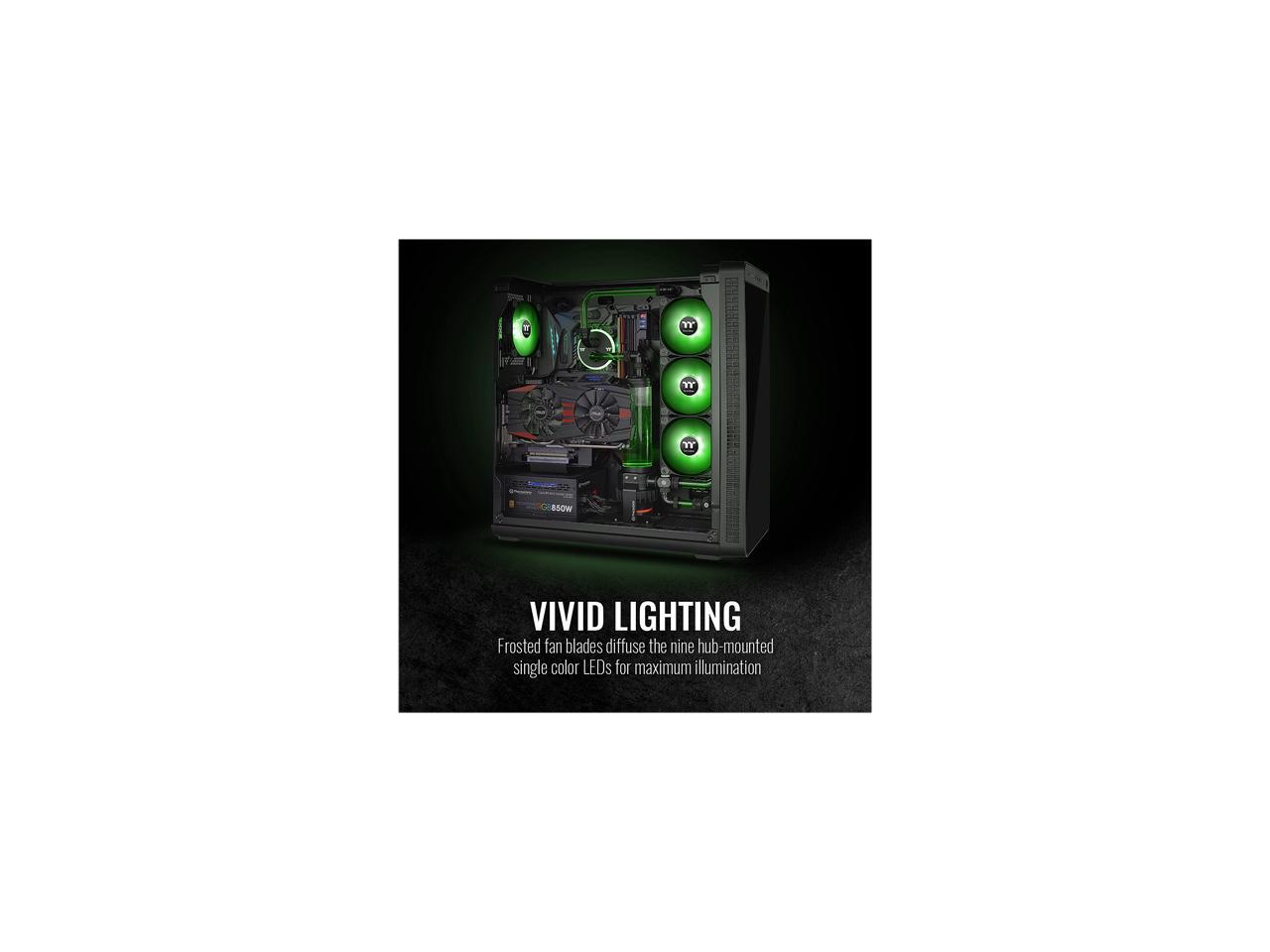 Thermaltake Pure A12 120mm Green LED PWM Controlled Hydraulic Bearing High Airflow High Performance Case/Radiator Fan, CL-F109-PL12GR-B