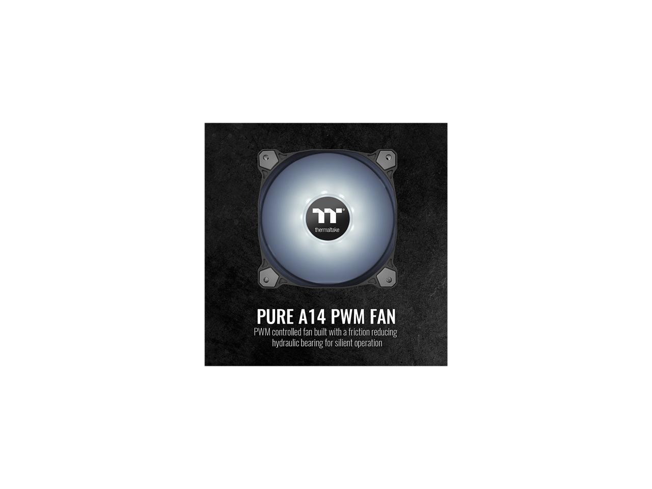 Thermaltake Pure A14 140mm White LED PWM Controlled Hydraulic Bearing High Airflow High Performance Case/Radiator Fan, CL-F110-PL14WT-B