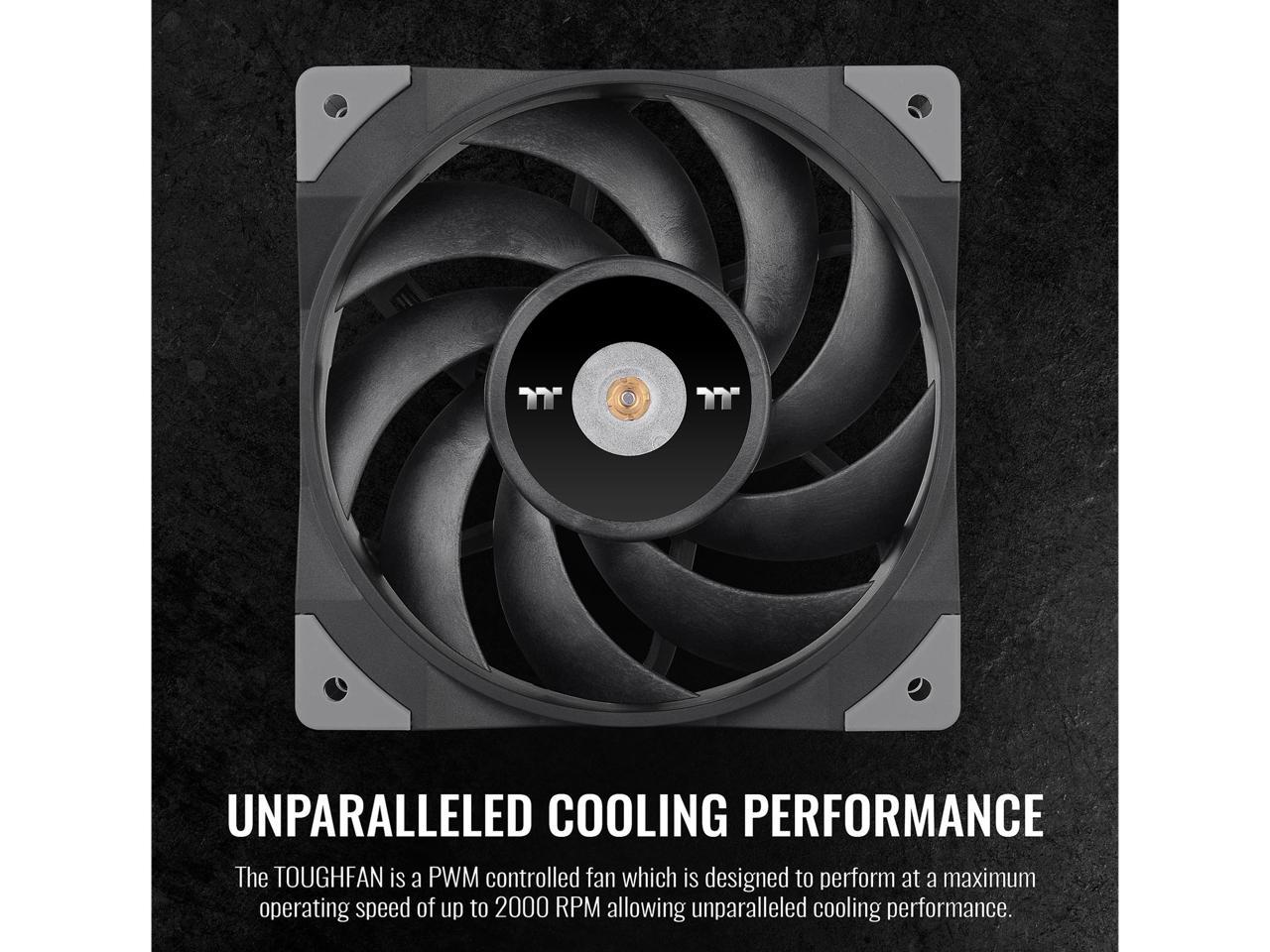 Thermaltake ToughFan 12 High Static Pressure 2000 PWM, Metal-Reinforced Motor Hub, Gen.2 Hydraulic Bearing Case/ Radiator Fan (Single Pack) CL-F117-PL12BL-A