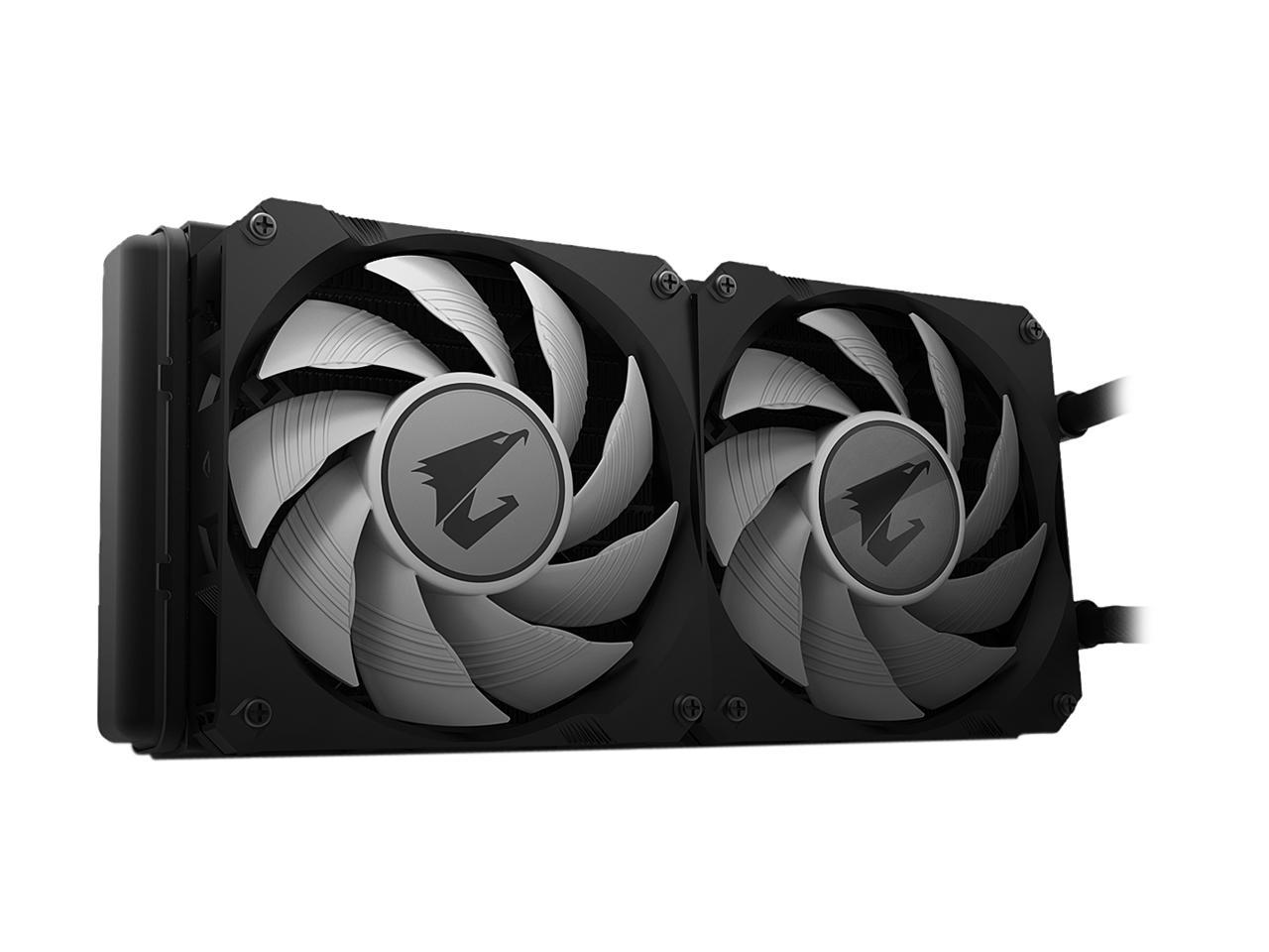 AORUS RGB Liquid Cooler 240, 240mm Radiator, Dual 120mm Windforce PWM Fans, Customizable Full Color LCD Display, Advanced RGB Lighting and Control, Intel 115X/2066, AMD AM4, TR4