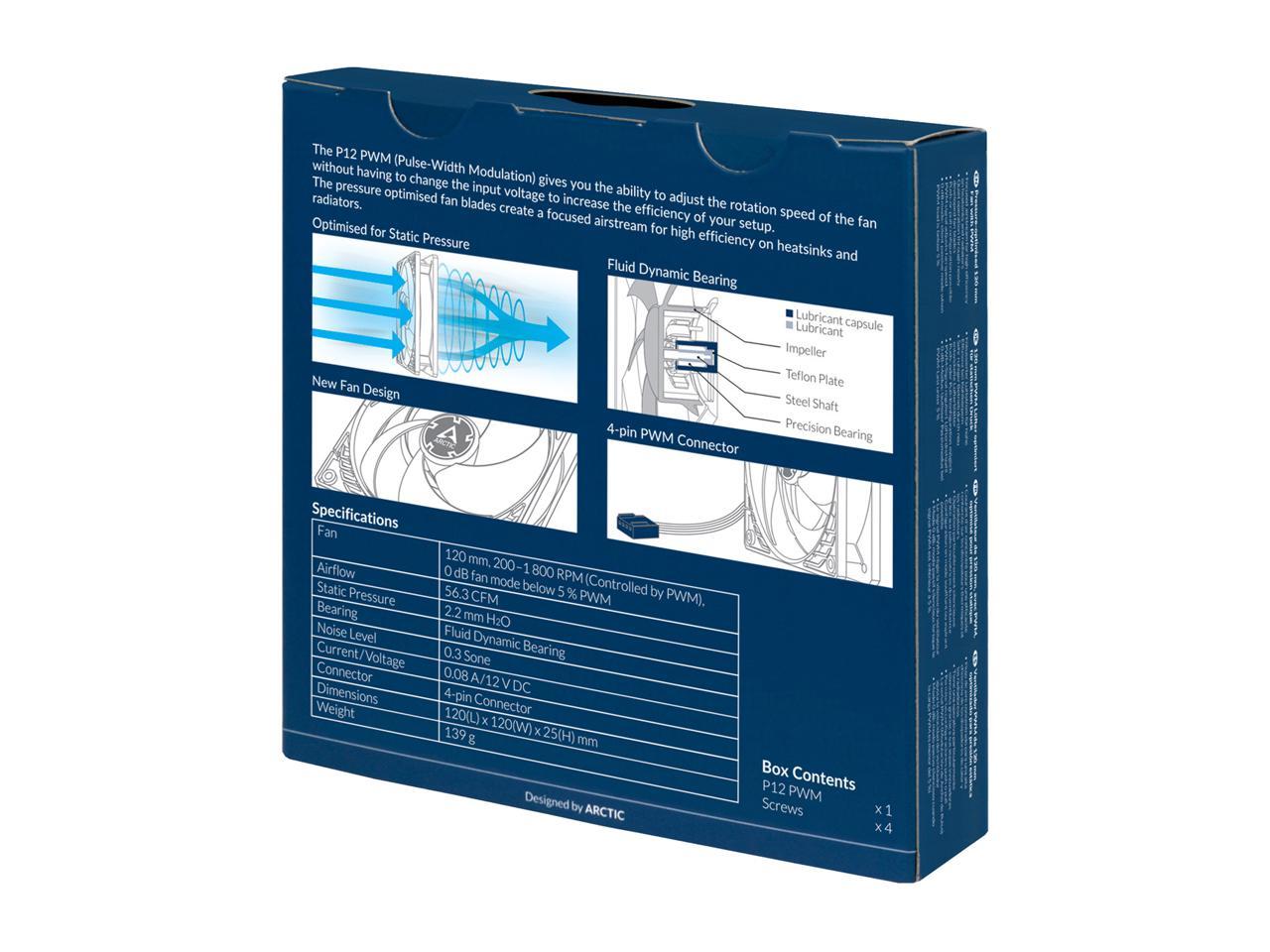 Arctic P12 PWM (White/Transparent), Pressure Optimised 120mm Fan with PWM