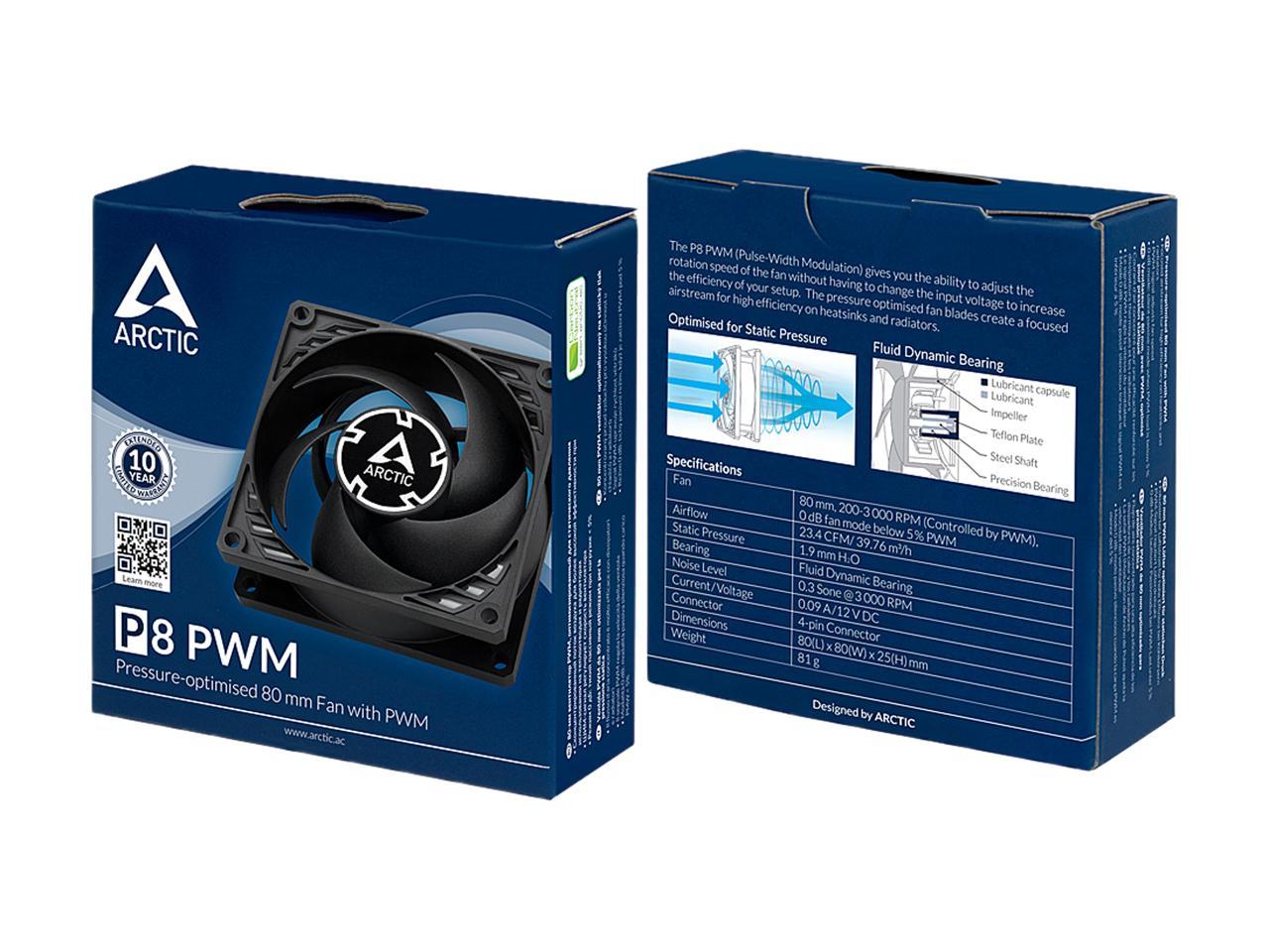 ARCTIC COOLING P8 PWM ACFAN00149A 80mm Pressure-optimised Case Fan with PWM