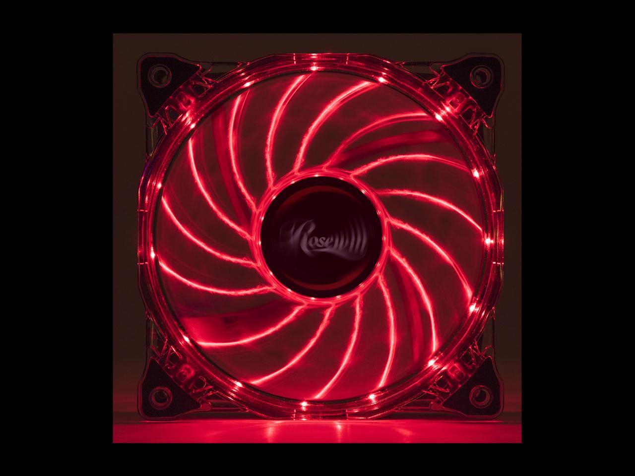 Rosewill RFA-80RL - 120mm CULLINAN Computer Case Cooling Fan with LP4 Adapter - Semi-Transparent Frame & Red LED Lights, Sleeve Bearing, Silent