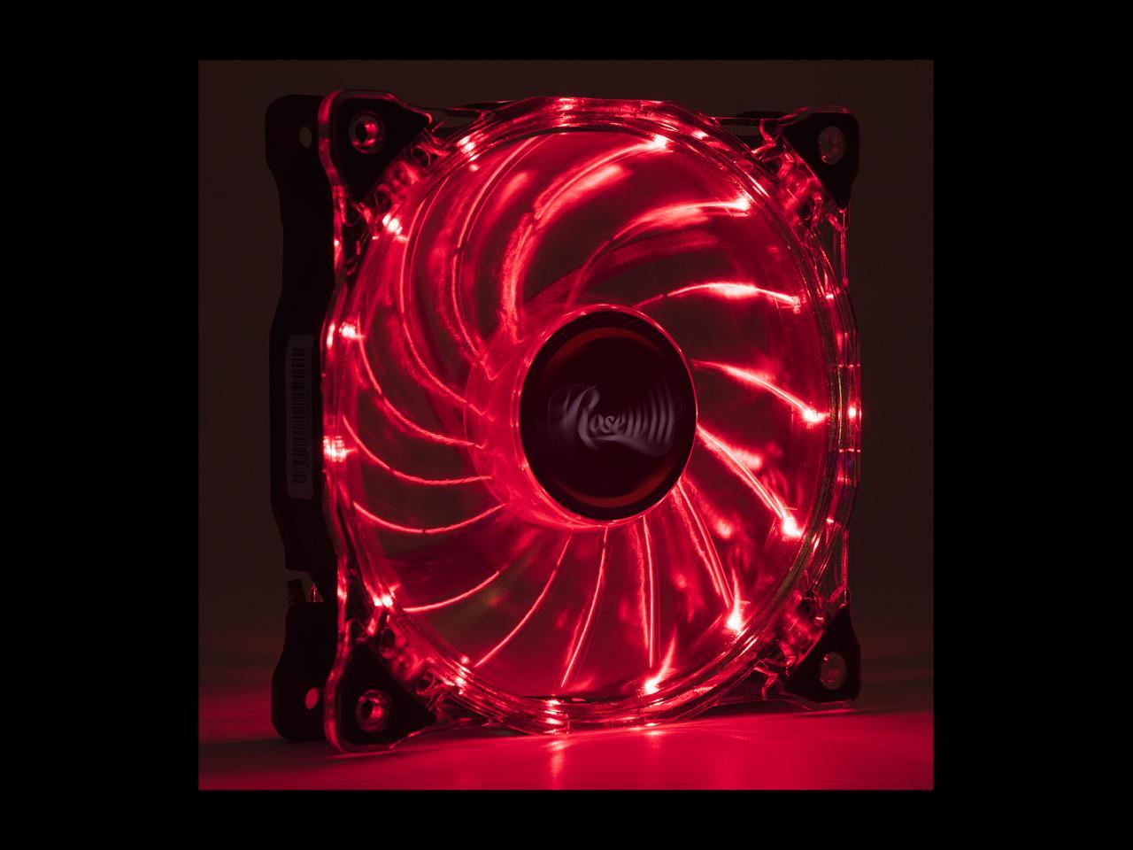Rosewill RFA-80RL - 120mm CULLINAN Computer Case Cooling Fan with LP4 Adapter - Semi-Transparent Frame & Red LED Lights, Sleeve Bearing, Silent