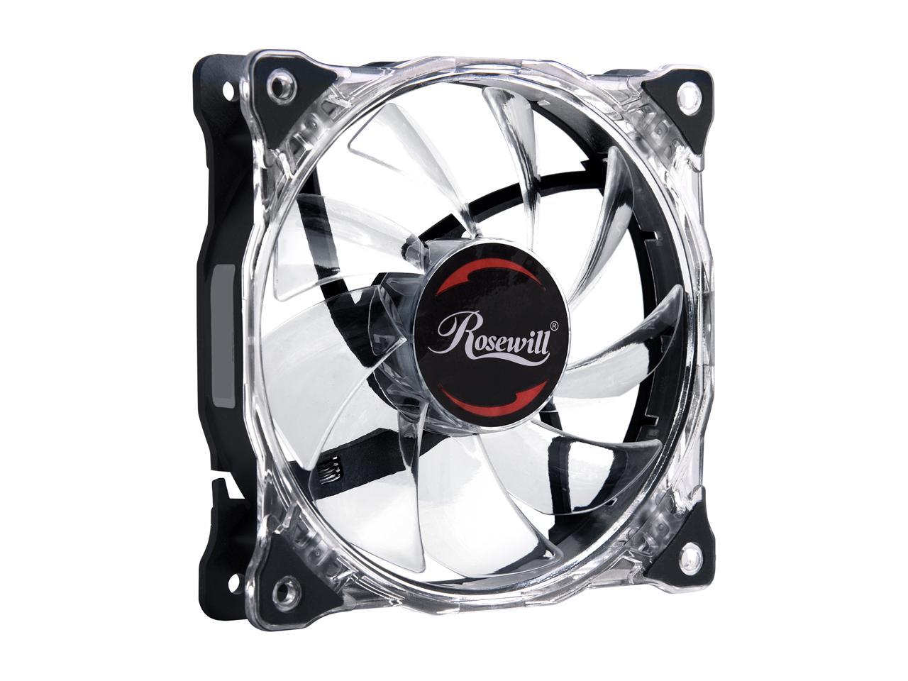 Rosewill RFA-80RL - 120mm CULLINAN Computer Case Cooling Fan with LP4 Adapter - Semi-Transparent Frame & Red LED Lights, Sleeve Bearing, Silent