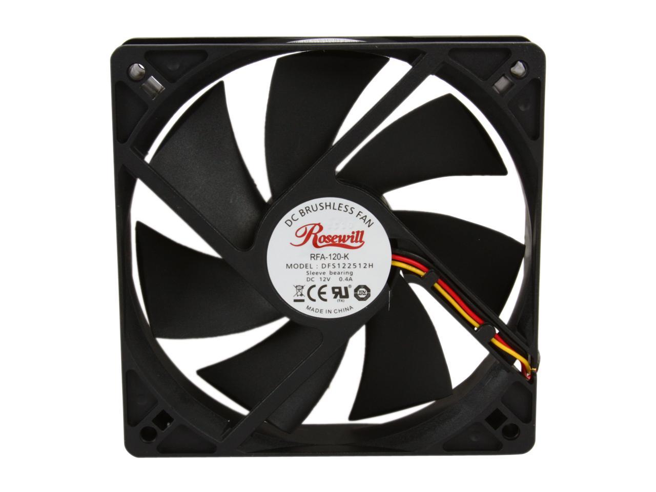 Rosewill RFA-120-K - 120mm Computer Case Cooling Fan with LP4 Adapter - Sleeve Bearing, Silent