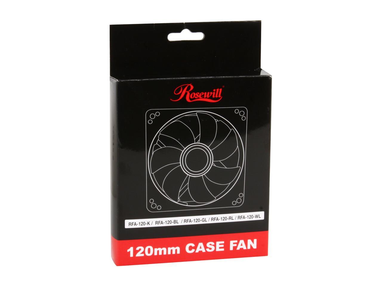 Rosewill RFA-120-K - 120mm Computer Case Cooling Fan with LP4 Adapter - Sleeve Bearing, Silent